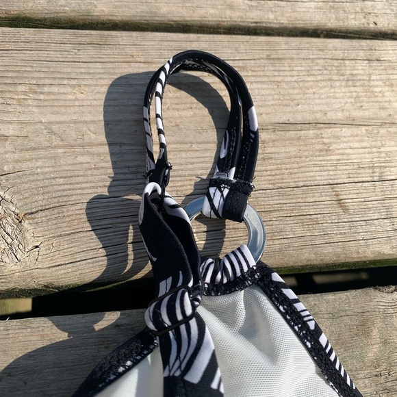 💜 Stylish Black & White Abstract Print Tankini Swimsuit Set - Swim Skirt & Top - Picture 4 of 8